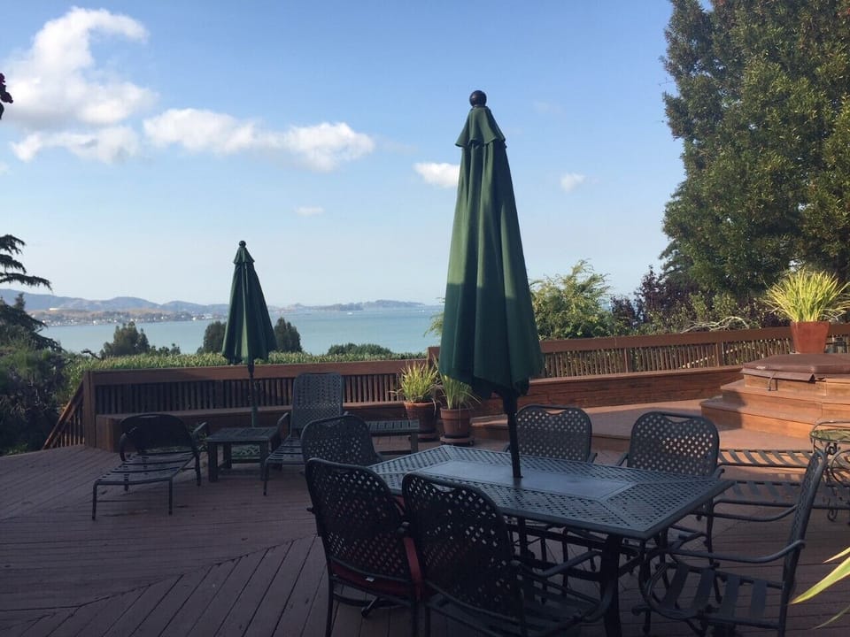 deck off of living room and dining room looking north to San Francisco Bay
