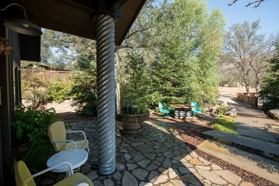 Private and beautifully appointed patio created from 100% recycled materials.
