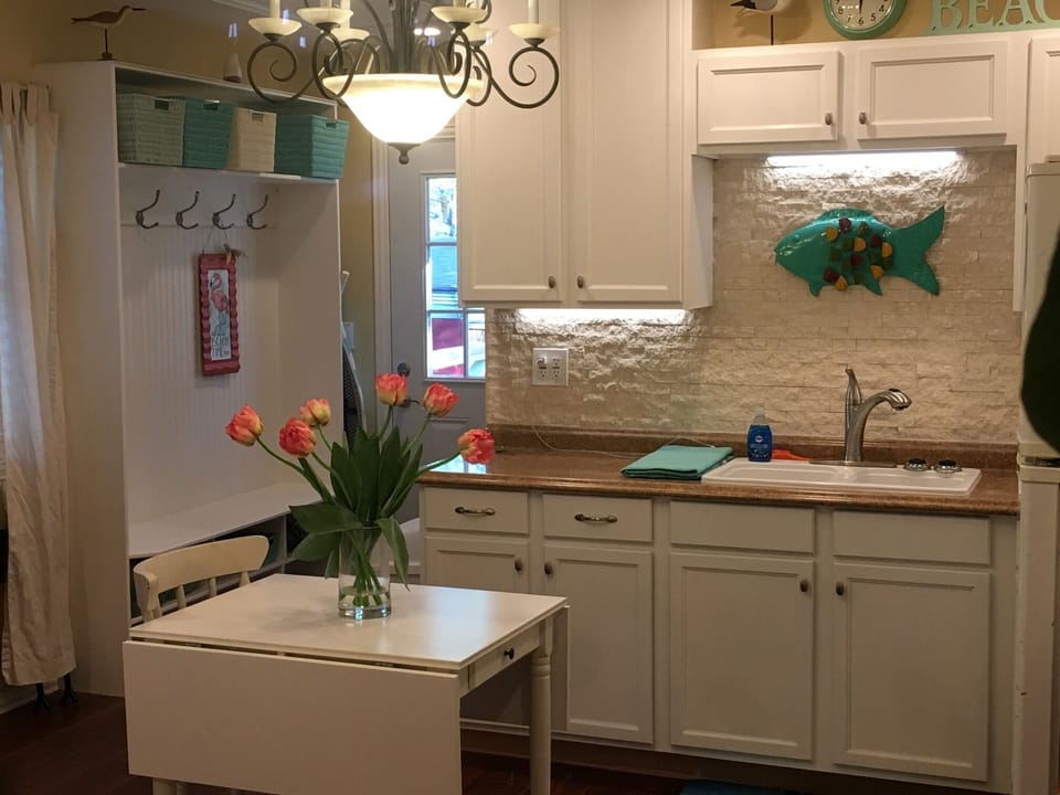 Open closet by the entry door.