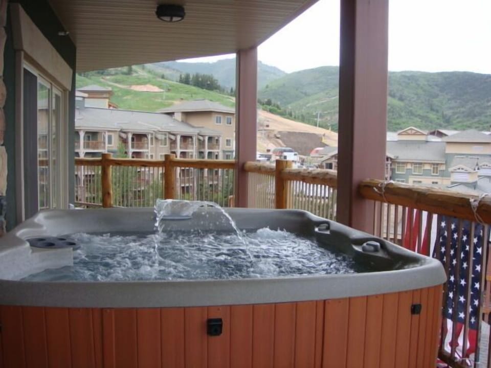 Hot Tub on 3800 balcony with Westgate Resort & Park City Canyons Ski Area beyond