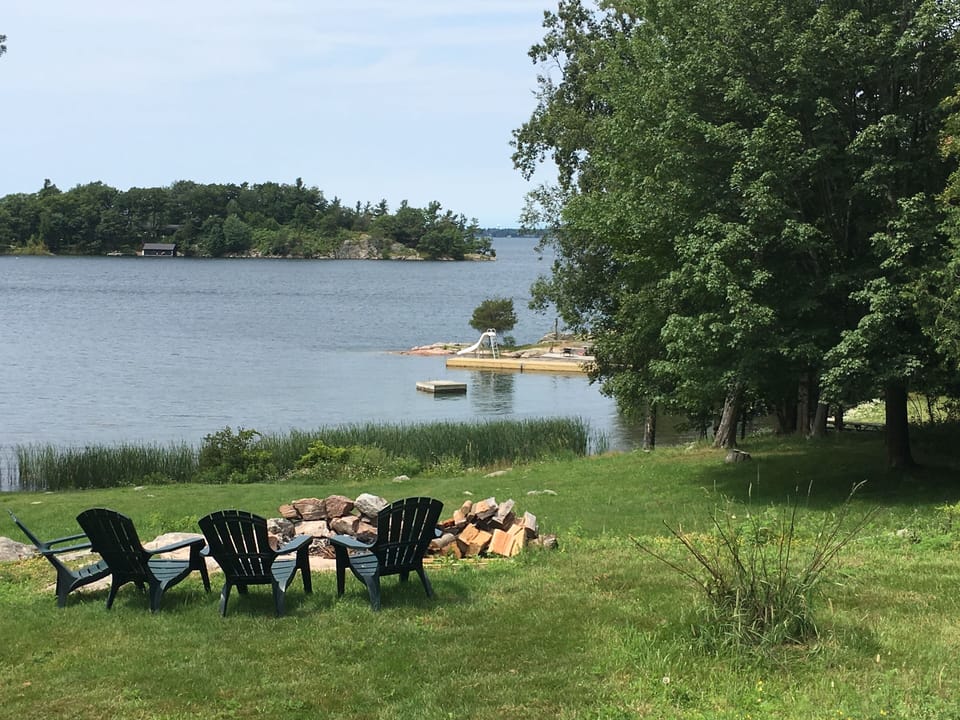 Built in fire pit with beautiful sunset views.