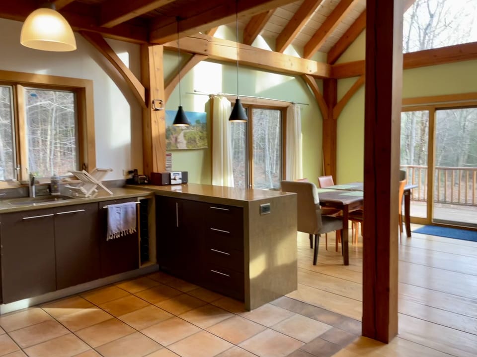 Open floor plan- view from kitchen into dining area