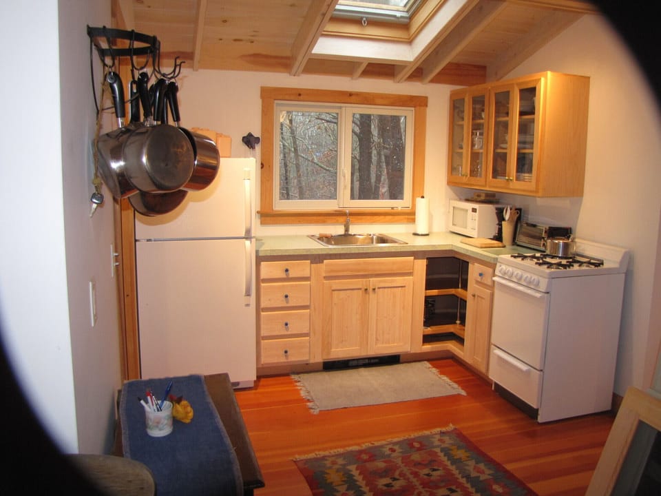 Sunny, new,  eat-in kitchen with vaulted ceiling