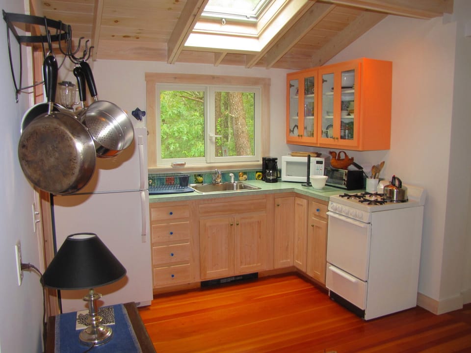 Sunny, new,  eat-in kitchen with vaulted ceiling
