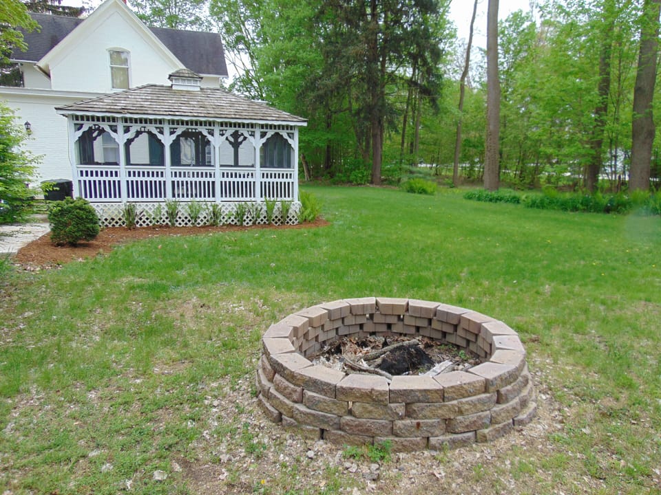 Firepit is BIG, great place to gather - watch from the Gazebo!