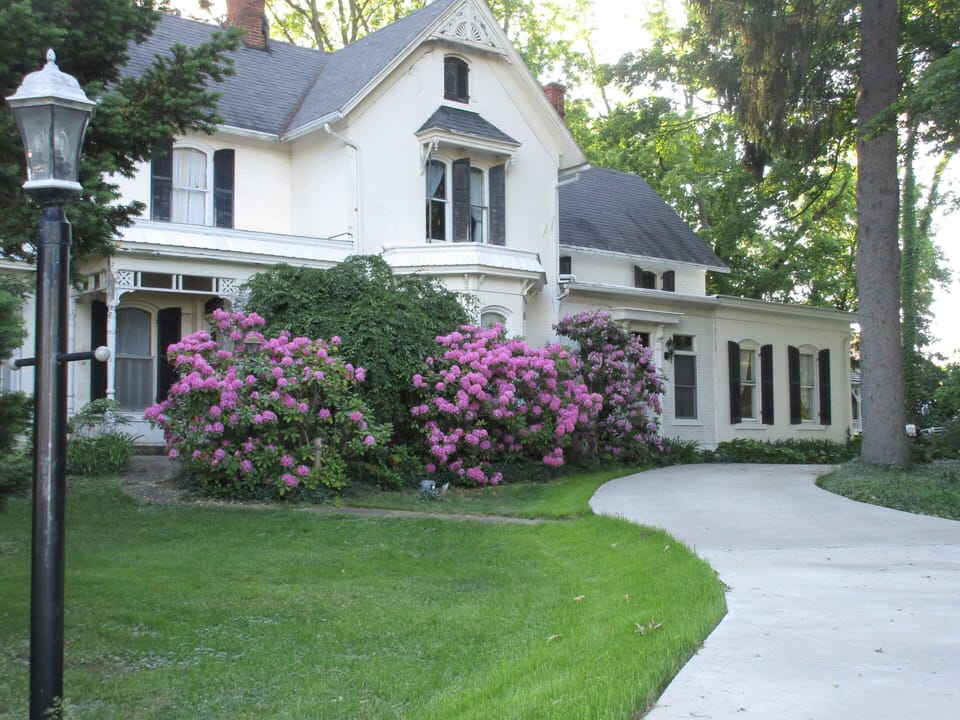 Springtime view of the entrance