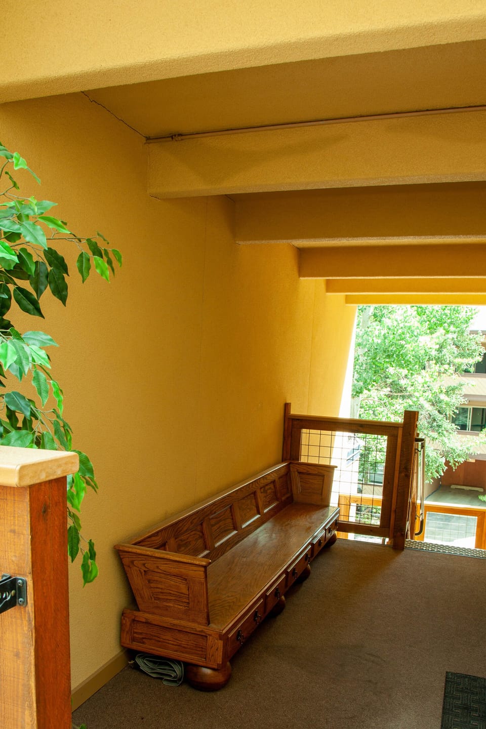 Covered entrance to unit entrance door