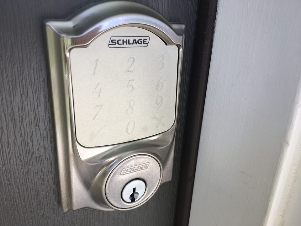 Electronic Lock for easy access. No need for a key, just type in a 5 digit code