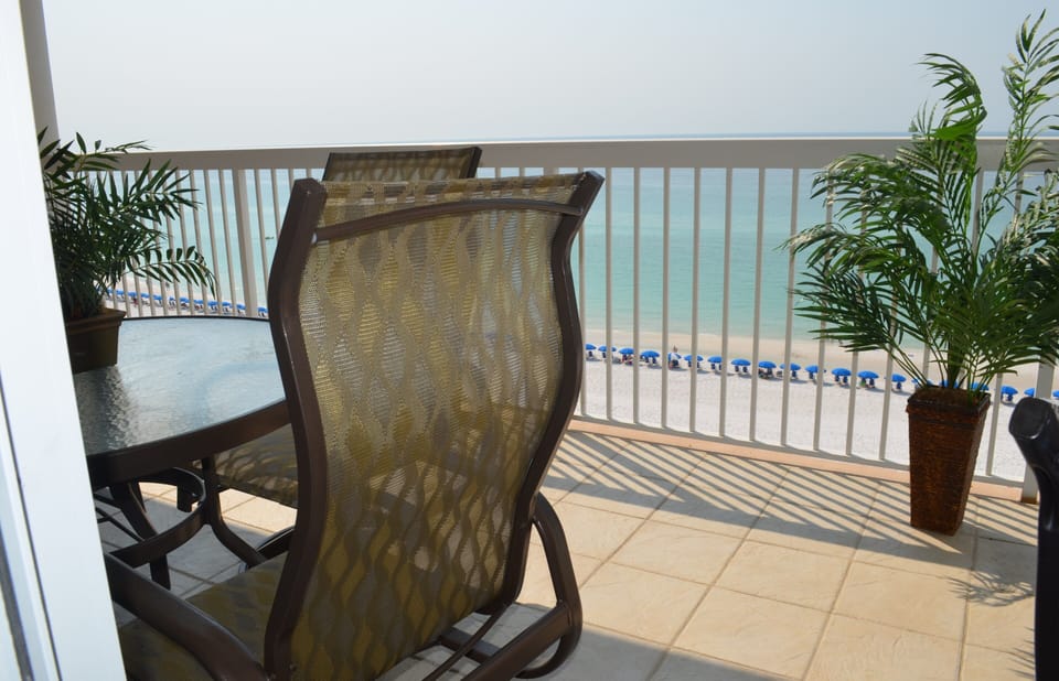 Balcony with view of the beach