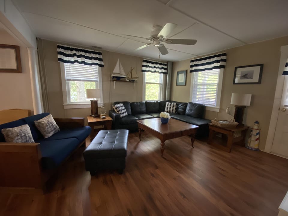 Living room- loveseat has twin size pull out bed.