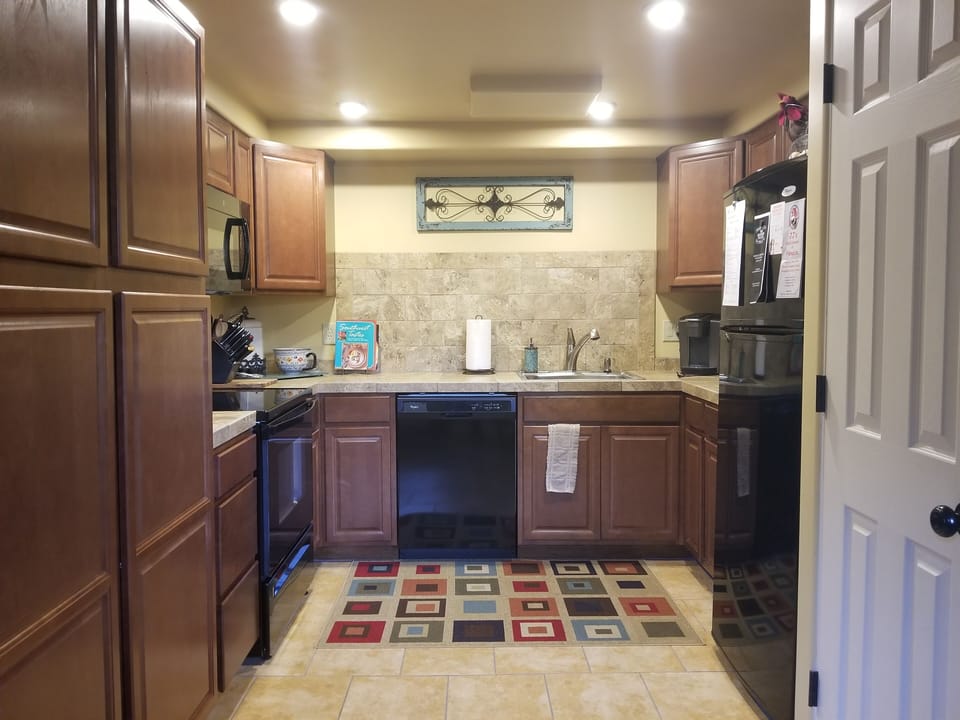 The kitchen is fully equipped from Toaster to Crock pot and more.
