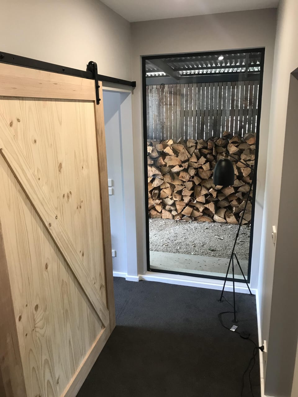 Custom barn door to the twin room (bedroom 4)