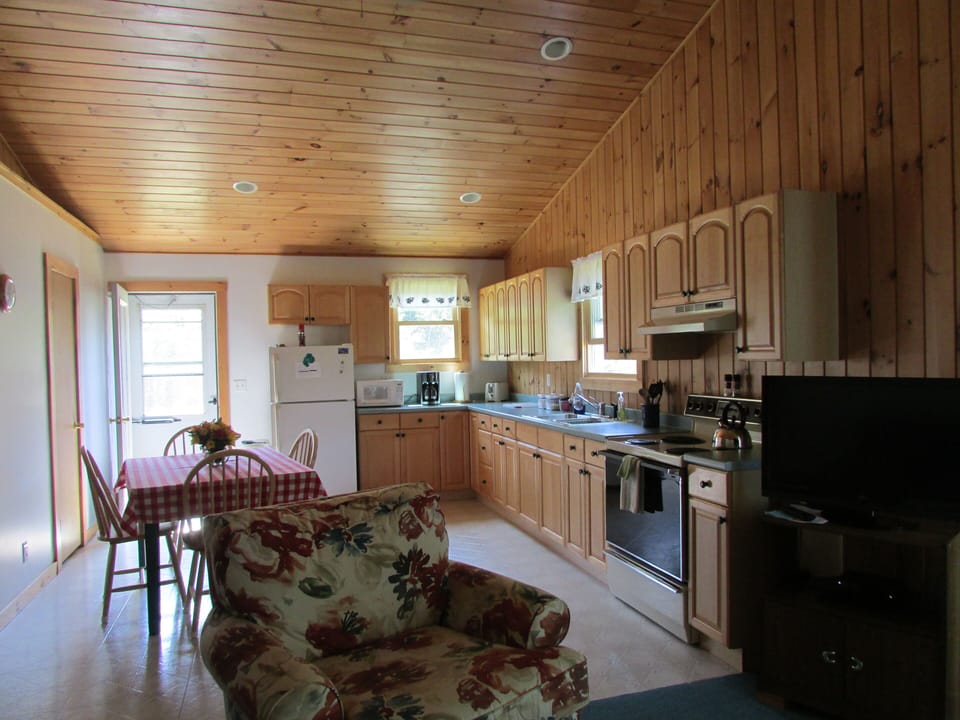 Kitchen looking out from living room