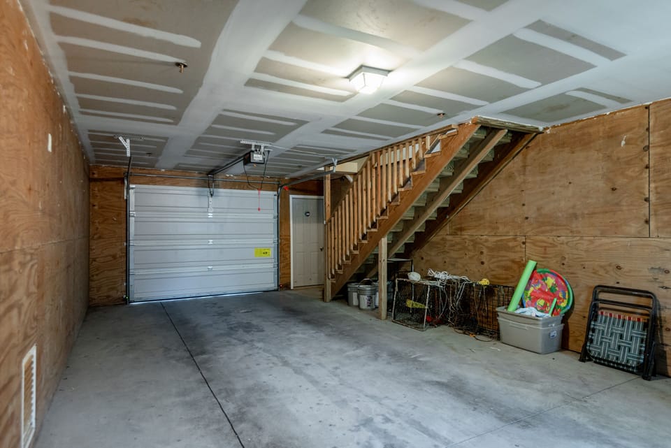 Garage, fits up to 2 standard size vehicles. Beach chairs and toys not guaranteed.