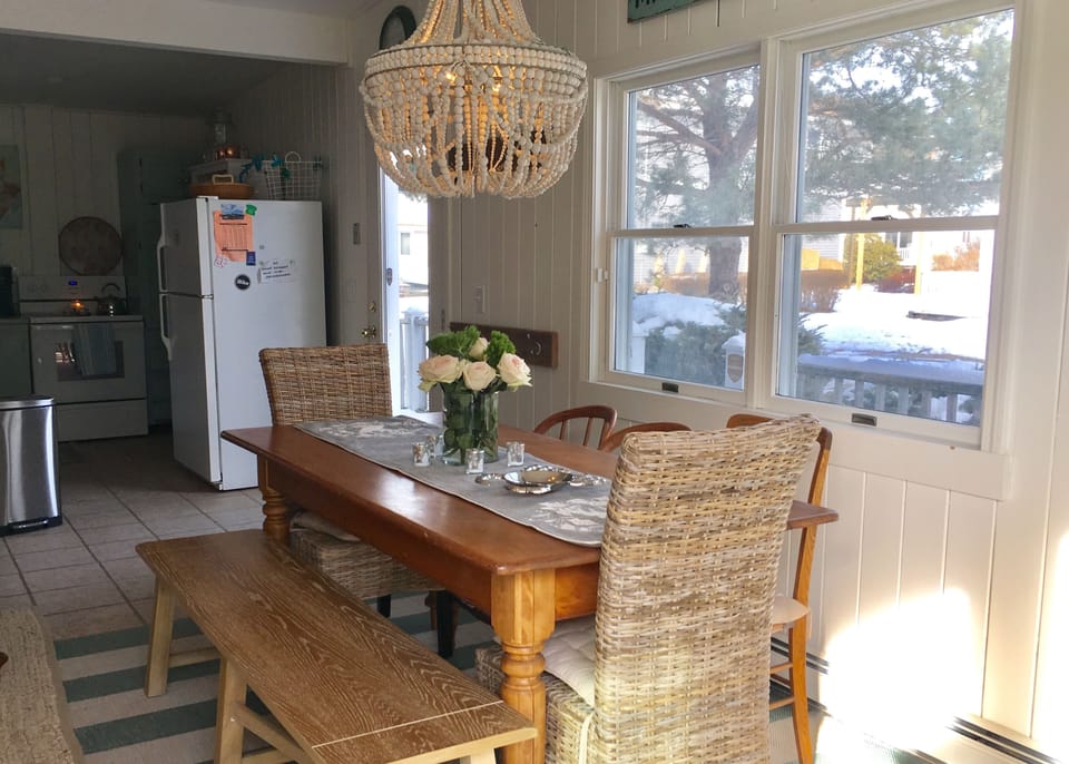 Enjoy dining indoors or @ one of our two Al Fresco dining areas on deck or yard