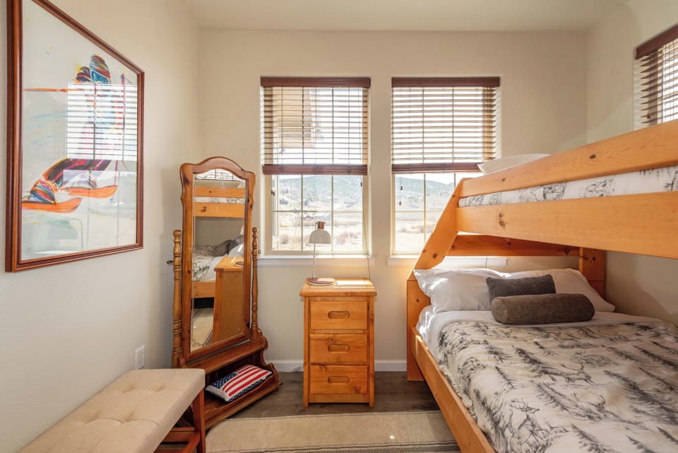 second bedroom includes spaces to unpack and store belongings
