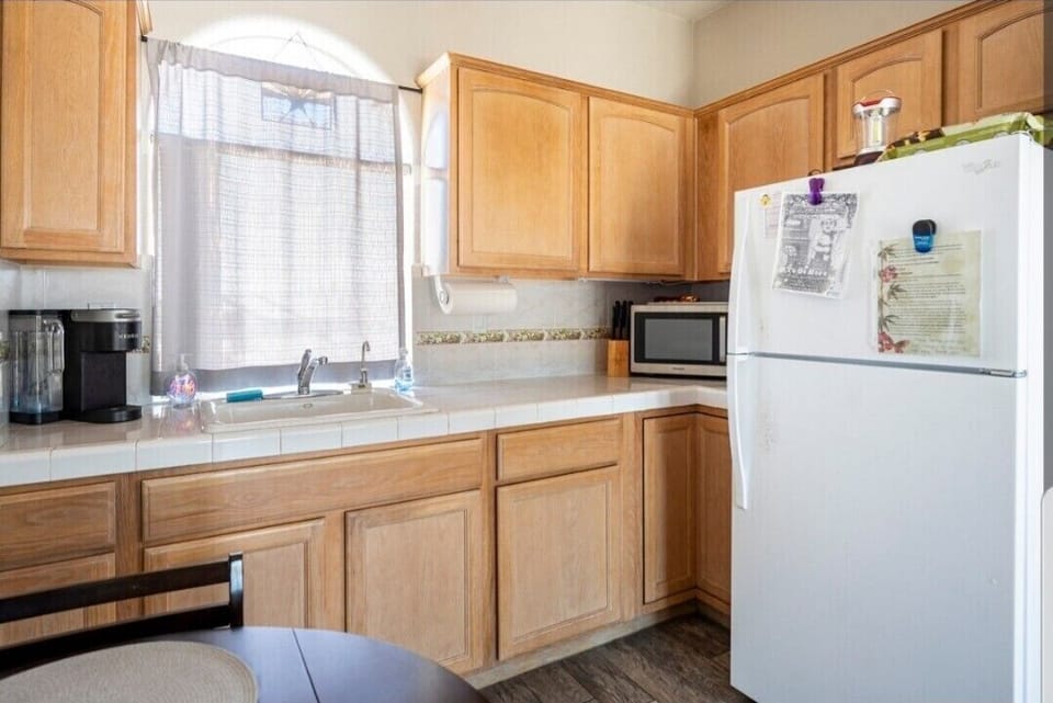 Kitchenette,  full size fridge. convection micro, dbl burner hot plate.