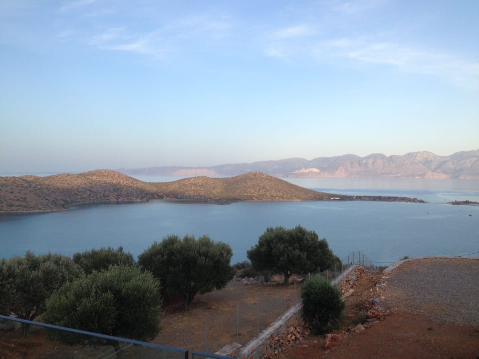 Mirabello bay and Cretan mountains visible from the terrace of the villa