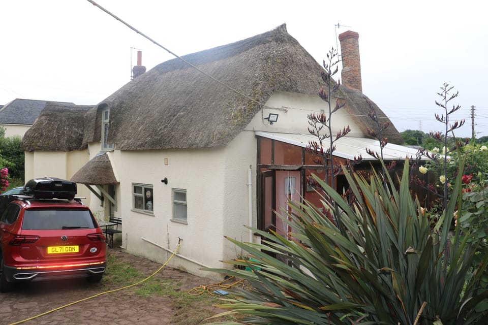 Shot from rear garden - driveway with space for up to 4 cars
