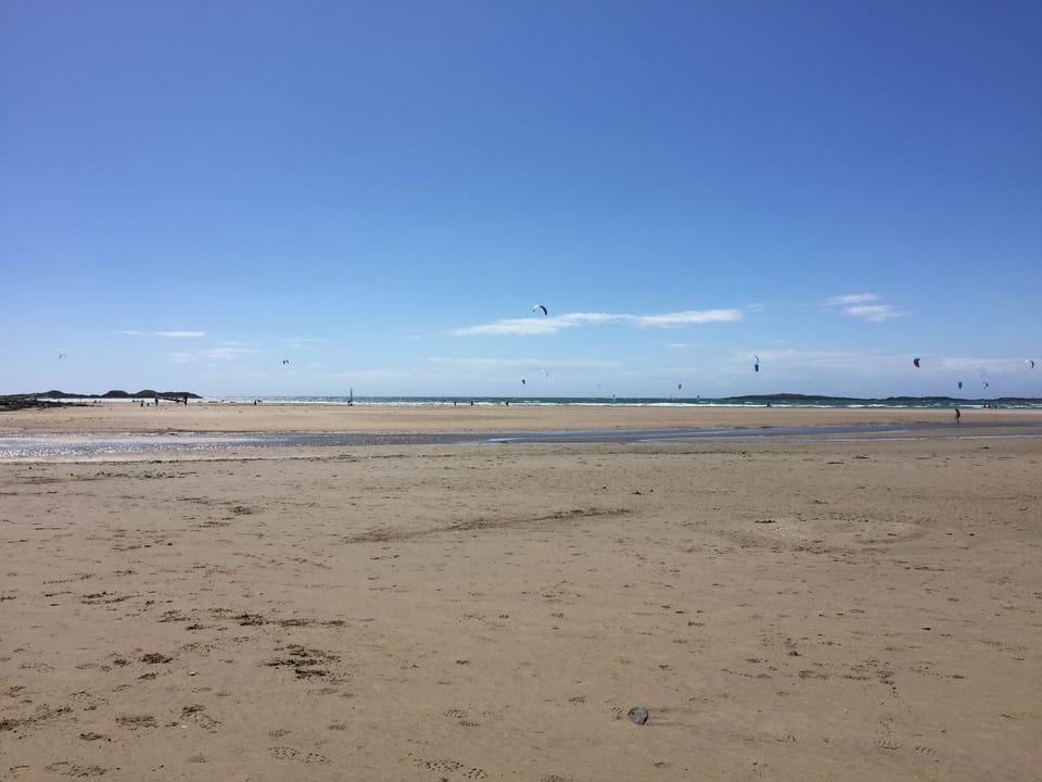 Kite surfing on Rhosneigr Beach.
