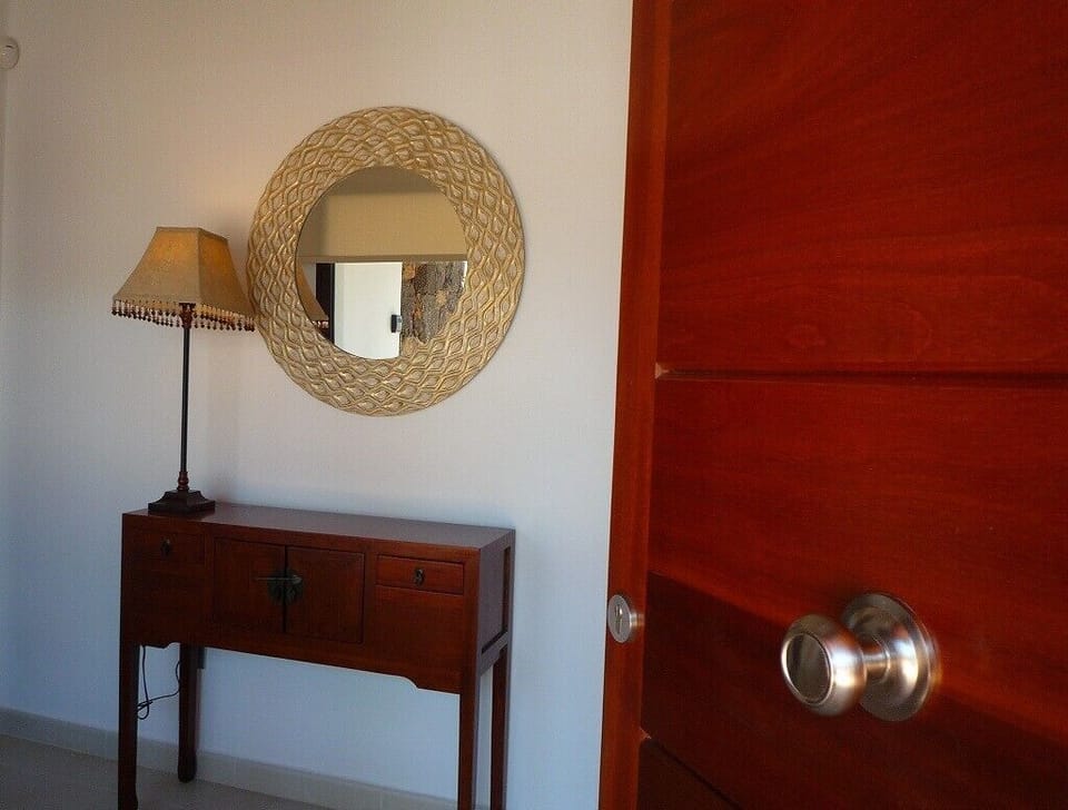 Imposing front door and hallway