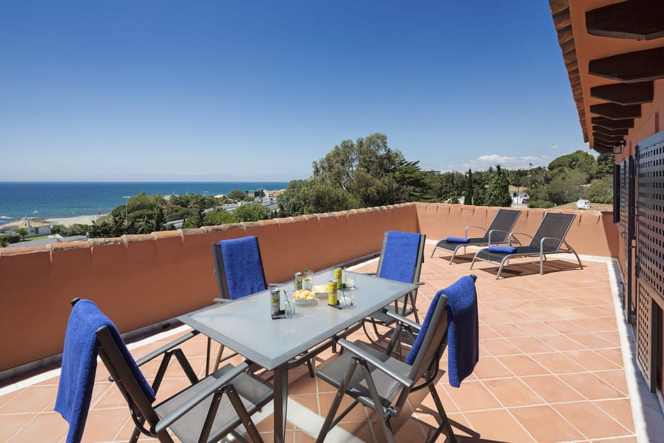 Loft penthouse master bedroom private terrace.