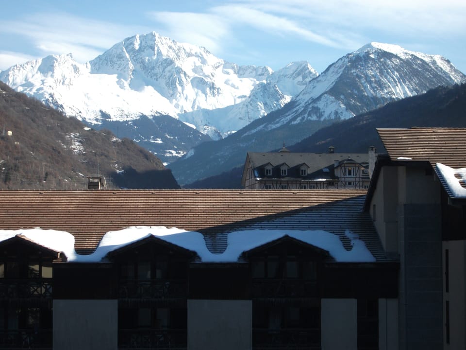 View from our balcony. Le Grand Bec is stunning in winter and summer.