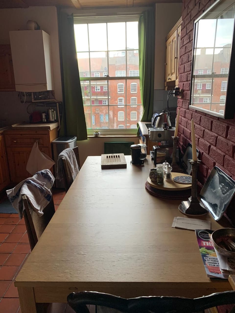 Large table easily seats 4, or can be pulled out for more seating. 