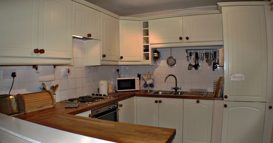 The kitchen area.