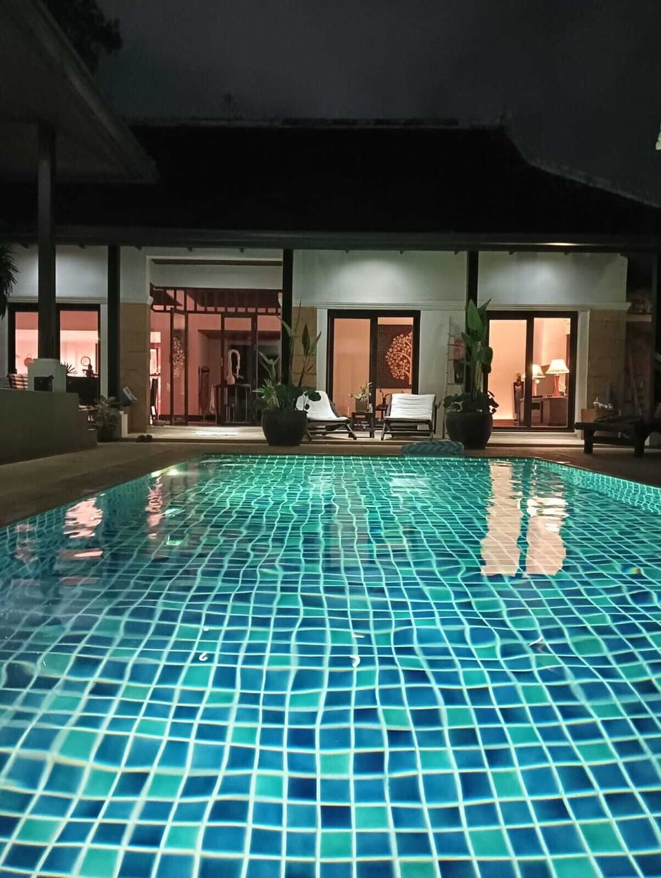 Private swimming pool with biological and eco friendly sterilization system.