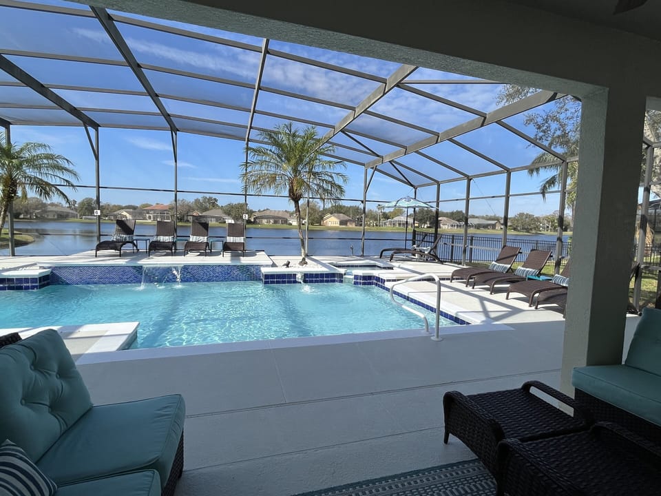 Covered lanai gives shade, now includes outdoor TV