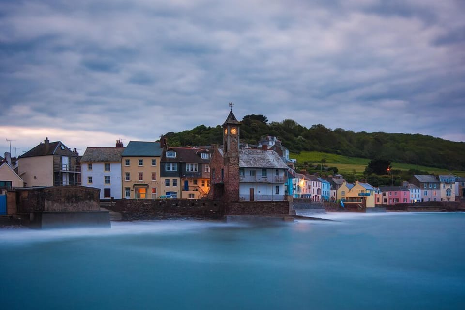 Kingsand's iconic Clocktower at dusk 