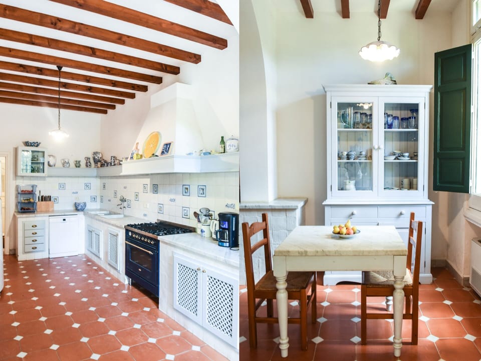 Two views of the kitchen