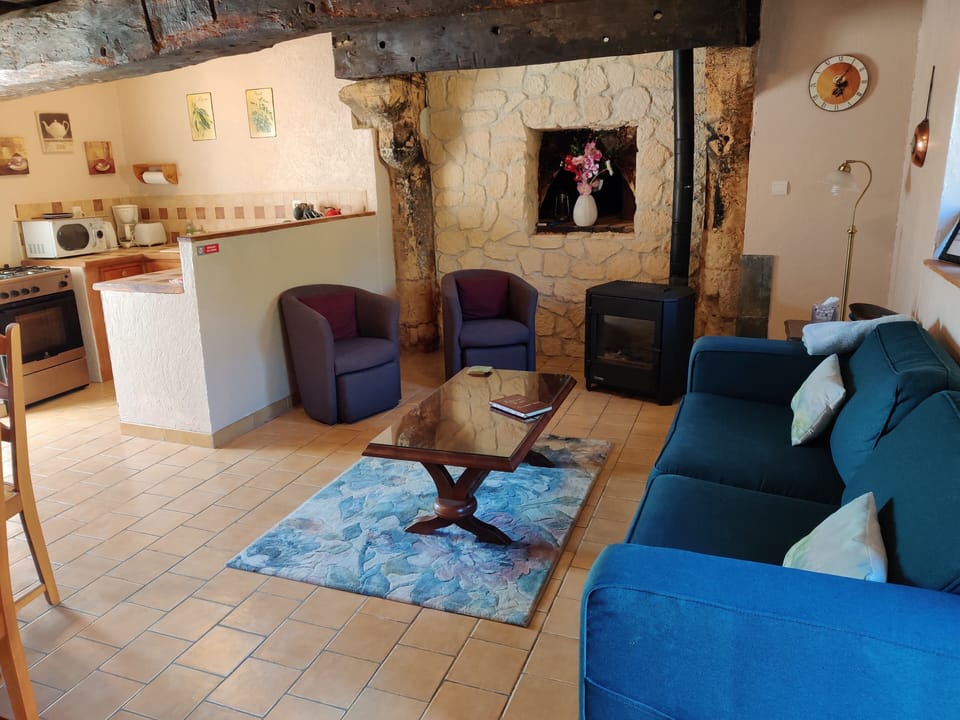 Lounge with wood burner