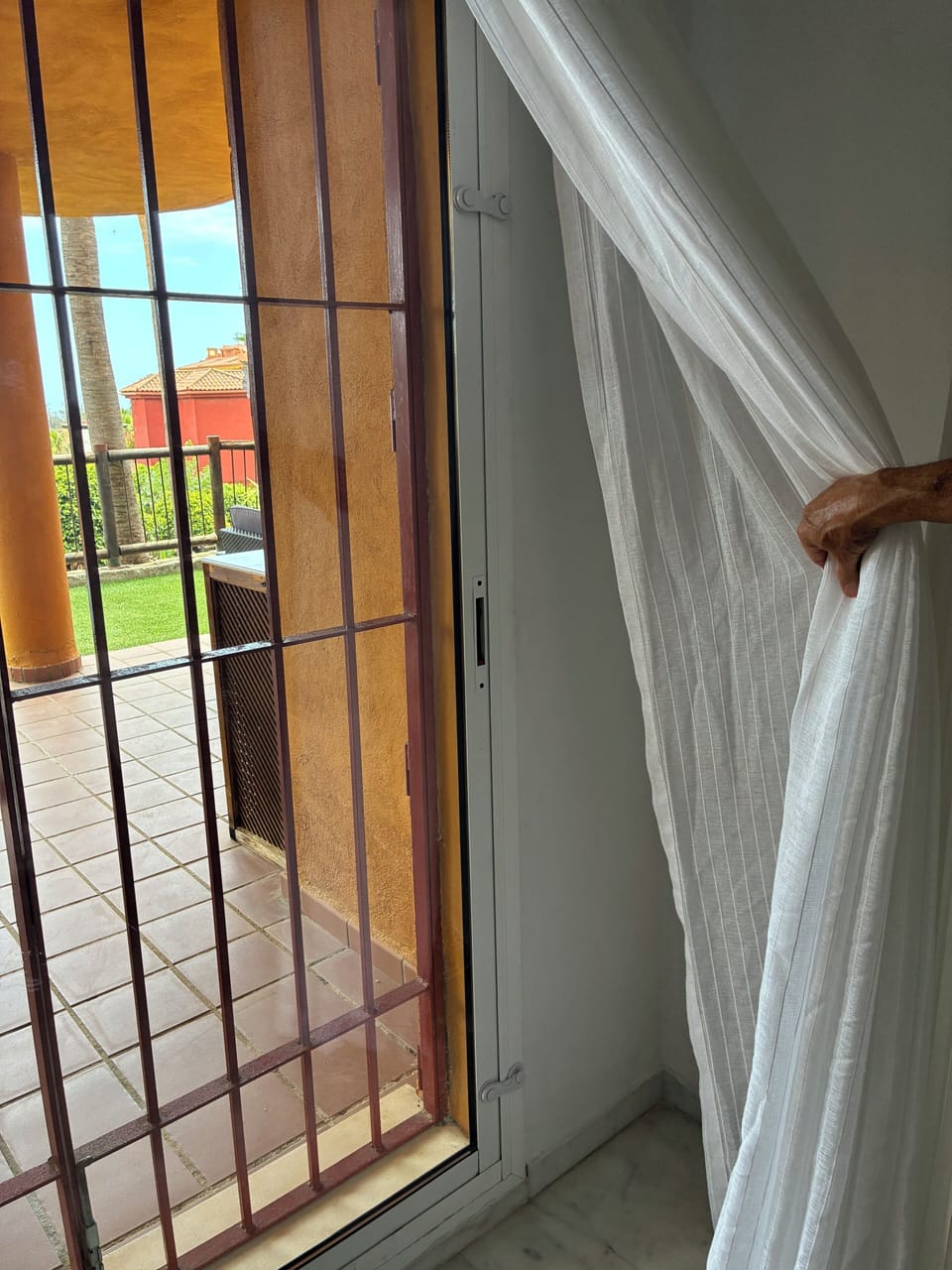 Security locks on the double doors to the garden 