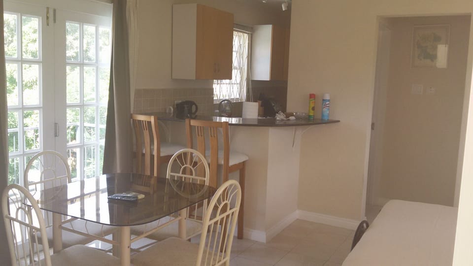 kitchen counter and table seating area