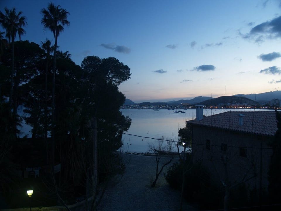Pollença Bay at dusk from the front balcony