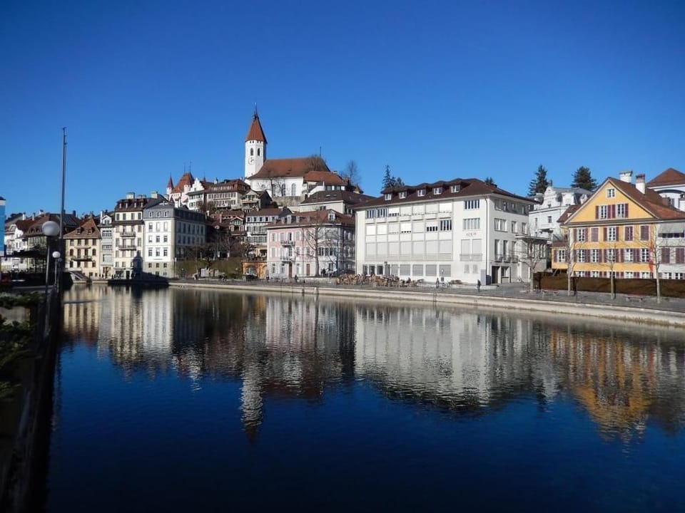 City of Thun with the Castle and the Chanel Aare....