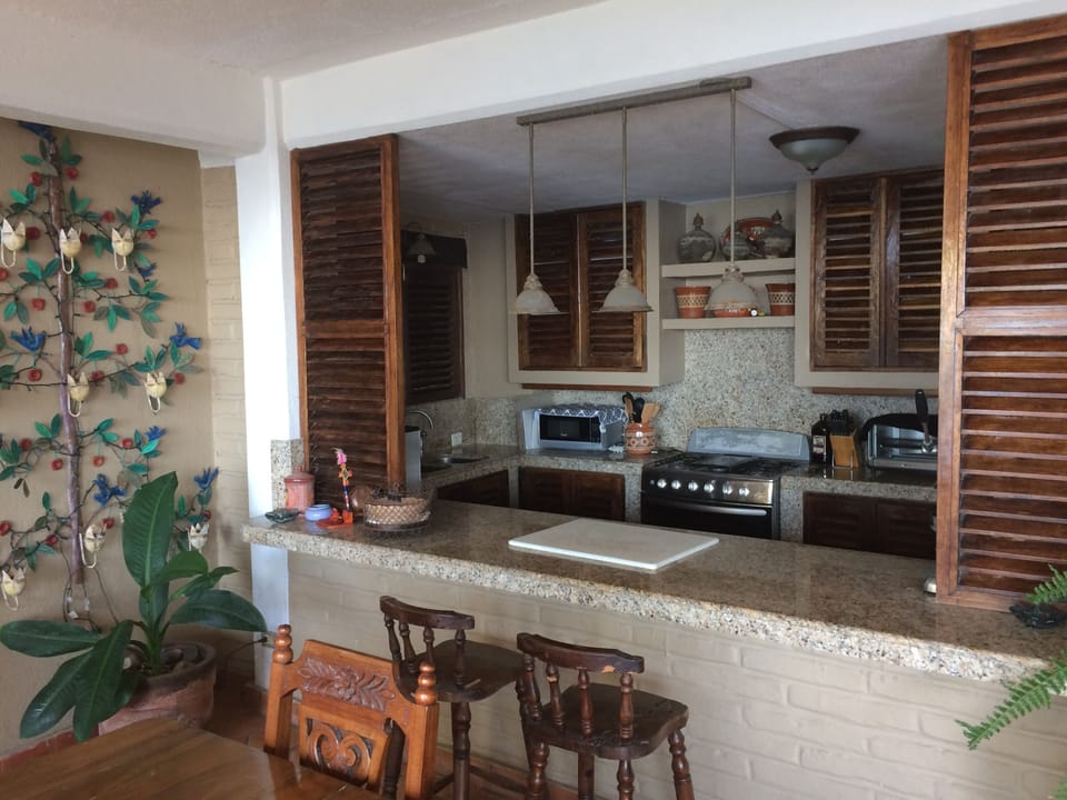 Looking into kitchen from dining area