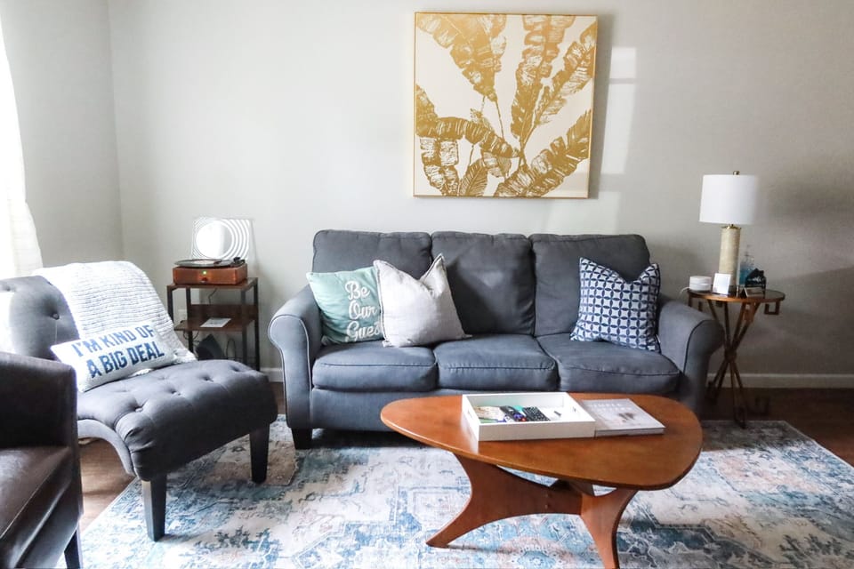Cozy living room with sleeper sofa