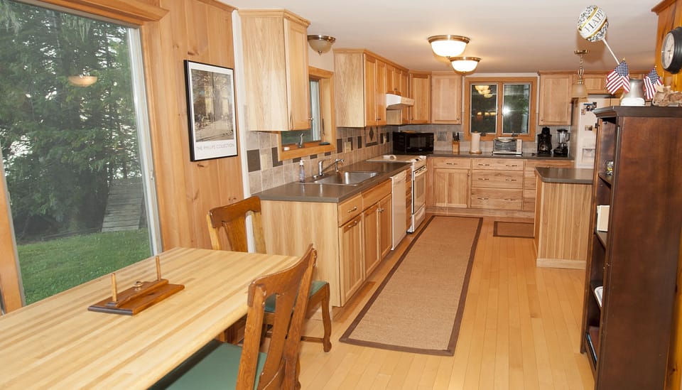view of kitchen from dining area