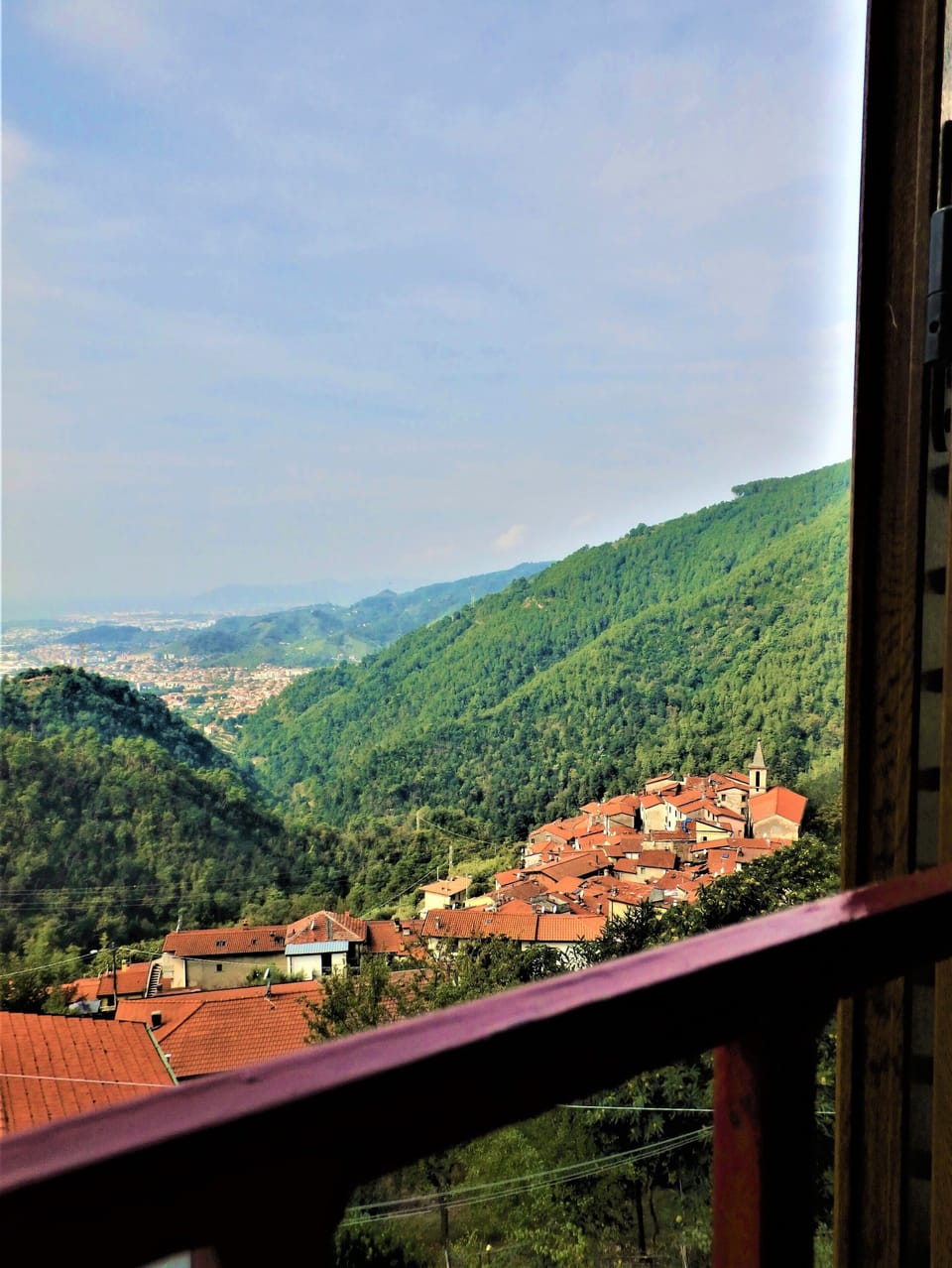 View from Bedroom window, looking down Pariana village, Massa city, ligurian sea