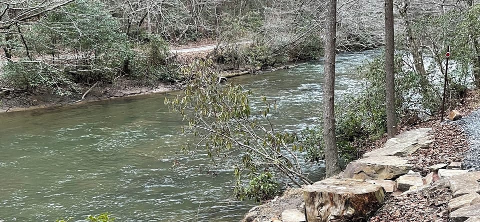 Moving, fresh, crystal clear mountain water where you can fish or play.
