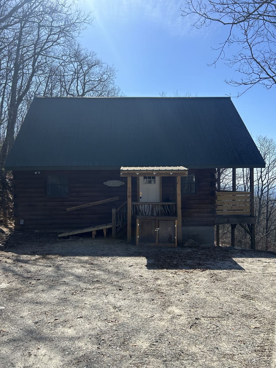 View of the cabin when you drive up.