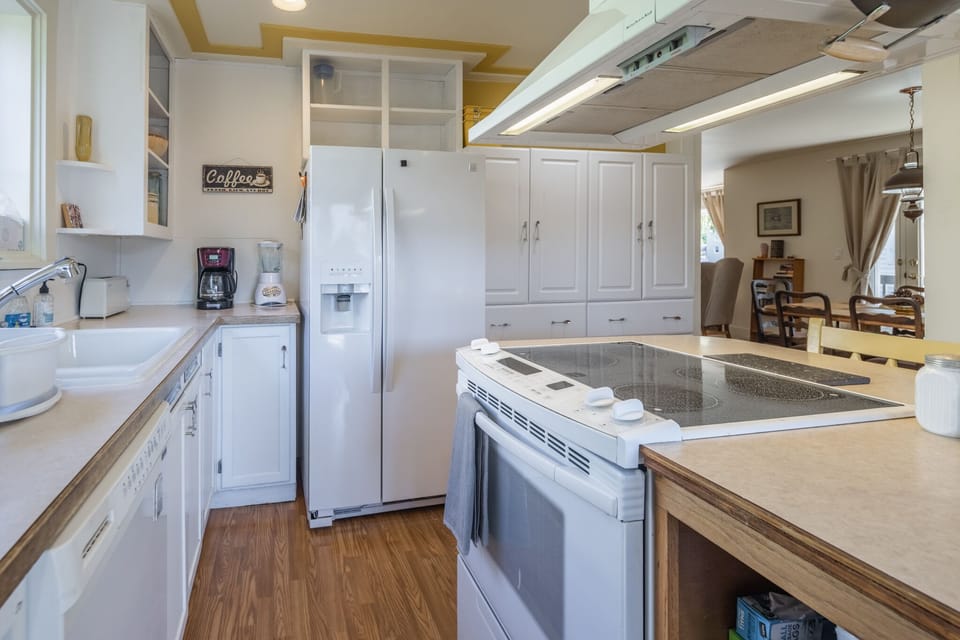Includes all appliances, microwave, coffee maker, blender, waffle iron, toaster.