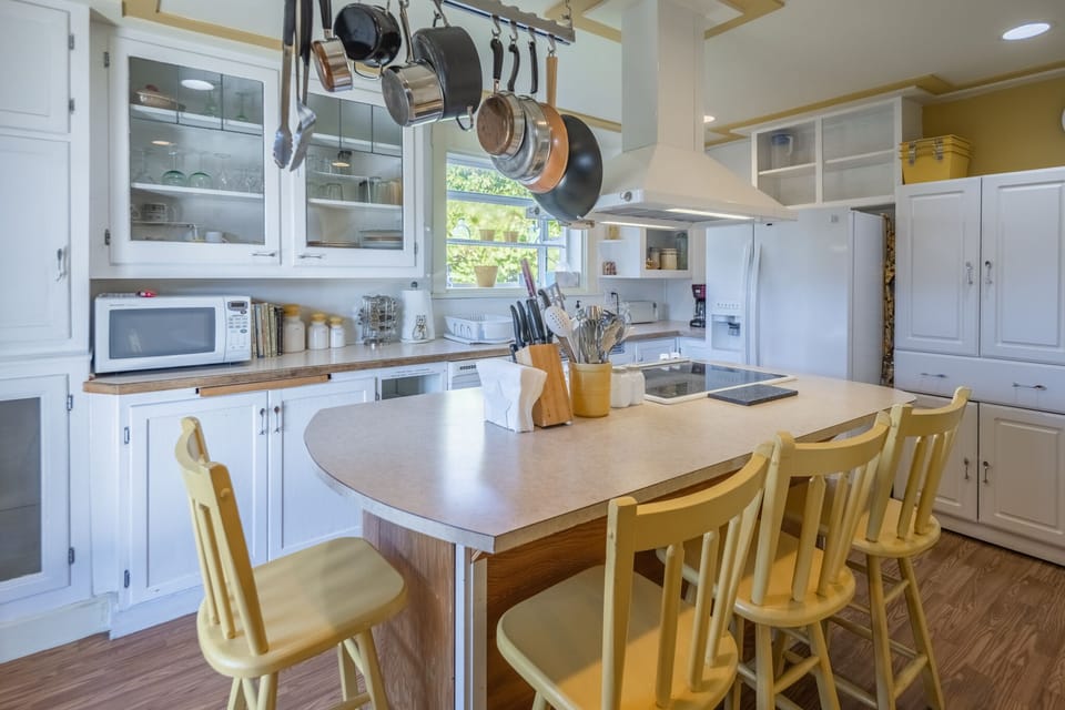 Kitchen Island seats 4 people.  