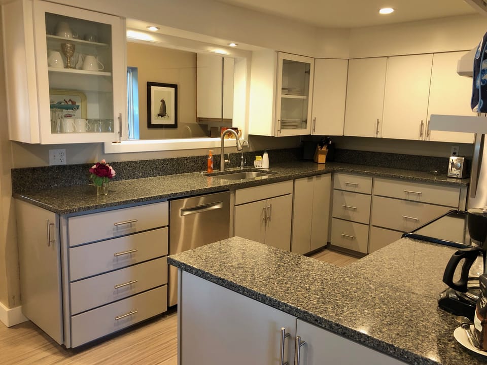 Kitchen with quartz countertops, induction range, and more upgrades.