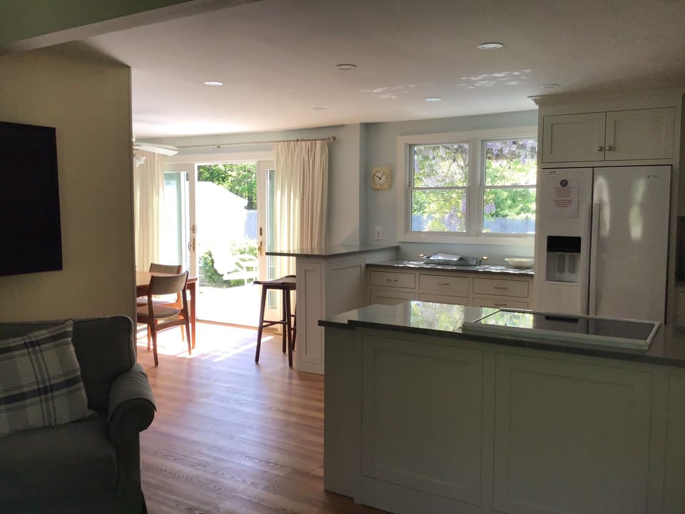 Kitchen with view to deck