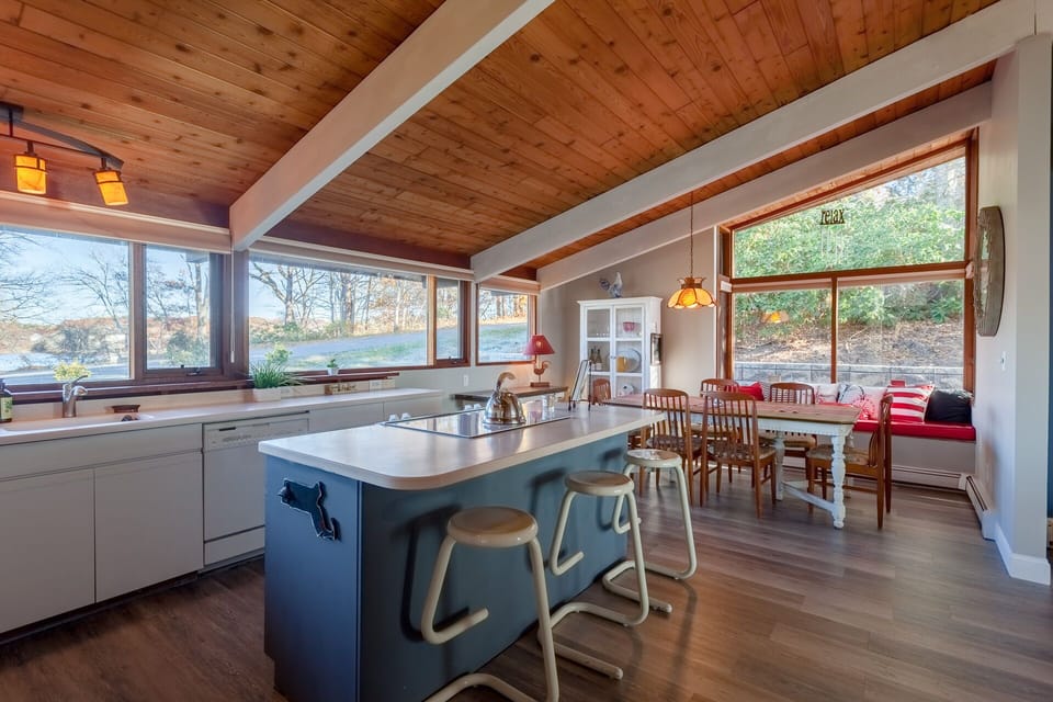 Kitchen with glassed sitting/lounge area beyond. Curl up with your favorite book