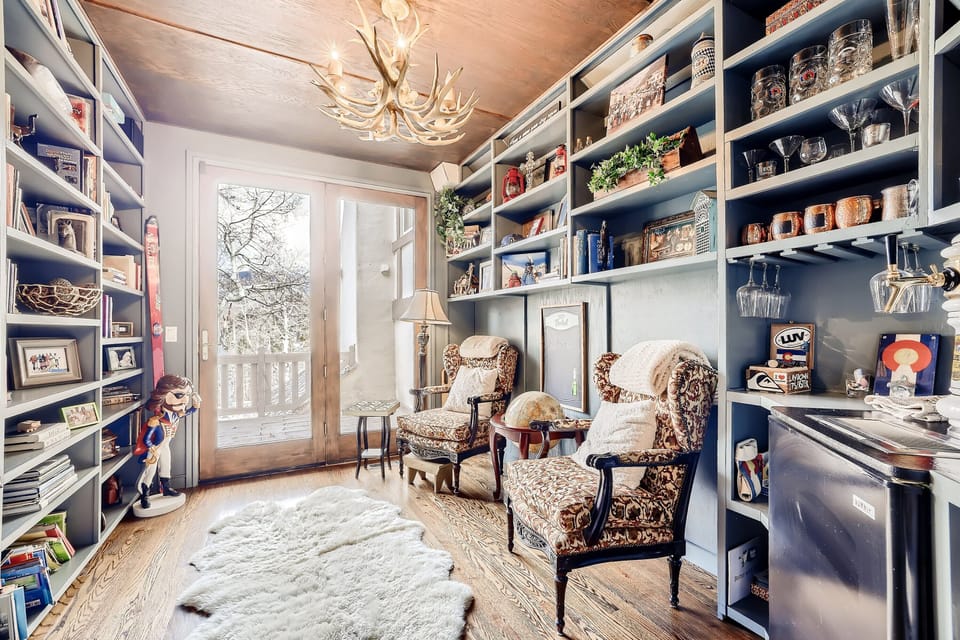 The library, one of our favorite spots- even has a kegerator